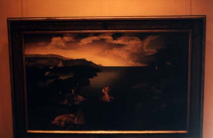Peinture de paysage sous cadre.