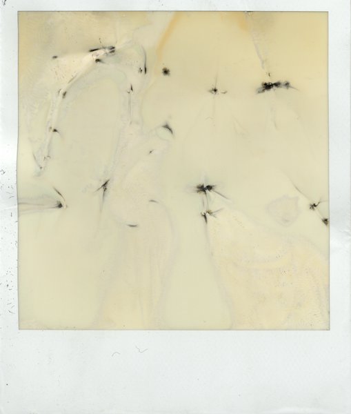 Polaroïd avec pliure et grattage.