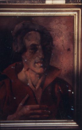 Portrait d’homme peint et encadré.