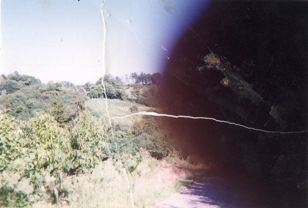 Paysage. Image déchirée, reconstituée.
