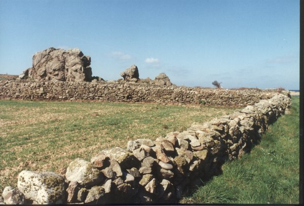 Champ enclos par des pierres.